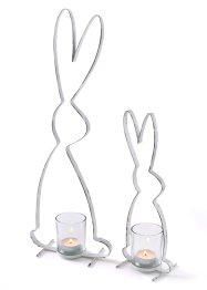 Svícen na čajovou svíčku ve tvaru zajíce (2dílná souprava), bpc living bonprix collection