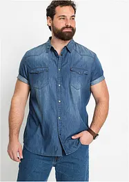Džínová košile Slim Fit, krátký rukáv, z čisté organické bavlny, bonprix