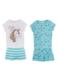 Dívčí tričko a šortky na spaní (4dílná souprava), bpc bonprix collection