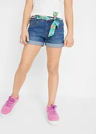 Džínové šortky, Mid Waist, s páskem, bonprix