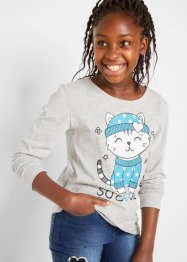 Dívčí triko s dlouhým rukávem (2 ks v balení), organická bavlna, bpc bonprix collection