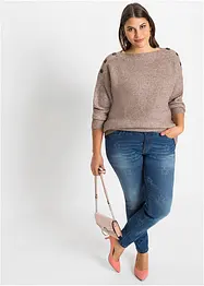 Oversize svetr s knoflíky, bonprix
