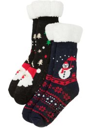 Ponožky na doma s medvídkovým flísem (2 ks v balení), bpc bonprix collection