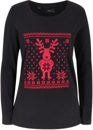 Bavlněné triko s vánočním motivem, dlouhý rukáv, bpc bonprix collection