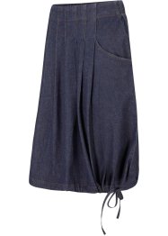 Strečová džínová sukně se sklady, šňůrkou a pohodlnou pasovkou, bpc bonprix collection