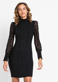 Pletené šaty s krajkovými rukávy, BODYFLIRT boutique