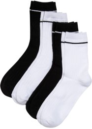Nízké ponožky z žebrovaného materiálu (4 páry) s organickou bavlnou, bpc bonprix collection