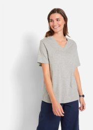 Dlouhé tričko s výstřihem do V (5 ks v balení), krátký rukáv, bpc bonprix collection