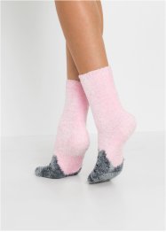 Ponožky na doma z žinylky se saténovou mašličkou (3 páry), bpc bonprix collection
