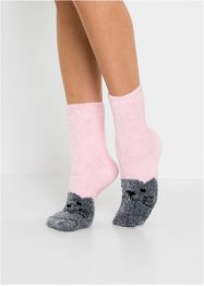 Ponožky na doma z žinylky se saténovou mašličkou (3 páry), bpc bonprix collection