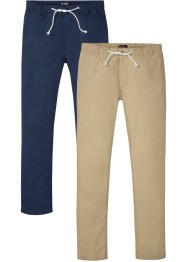 Chino kalhoty s páskem na zavazování Regular Fit Tapered (2 ks v balení), bpc bonprix collection