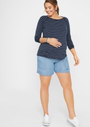 Těhotenské šortky ze lnu v džínovém vzhledu, bpc bonprix collection