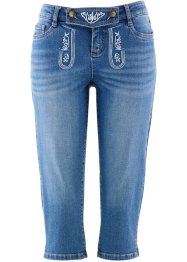 Krojové vyšívané džíny ve 3/4 délce, bpc bonprix collection