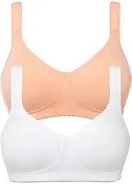 Hladká podprsenka bez kostic, s bavlnou (2 ks), bonprix