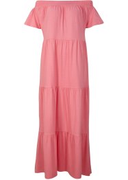 Dlouhé šaty z bavlněného žerzeje s volány a výstřihem Carmen, bpc bonprix collection