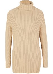 Dlouhý rolákový pulovr, žebrovaný, s recyklovanou bavlnou, bpc bonprix collection
