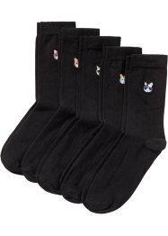 Ponožky (5 párů) s výšivkou, bpc bonprix collection