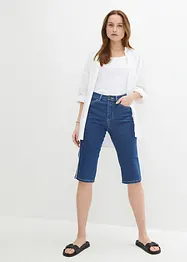 Džínové bermudy Slim Fit, High Waist, ke kolenům, bonprix