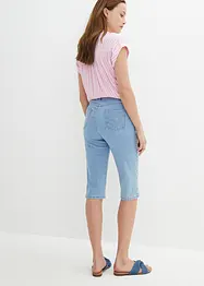 Džínové bermudy Slim Fit, High Waist, ke kolenům, bonprix