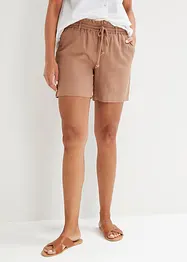 Lněné šortky Paperbag, bonprix