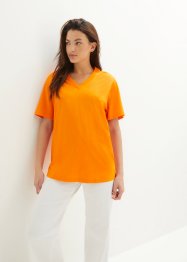 Dlouhé tričko s výstřihem do V (5 ks v balení), krátký rukáv, bpc bonprix collection