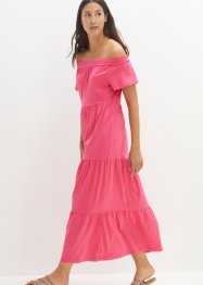 Dlouhé šaty z bavlněného žerzeje s volány a výstřihem Carmen, bpc bonprix collection