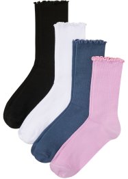 Žebrované ponožky (4 páry) s volánky na okrajích, s organickou bavlnou, bpc bonprix collection