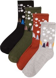 Vánoční ponožky (4 ks) se srolovaným lemem a vánočním přáním, s organickou bavlnou, bpc bonprix collection
