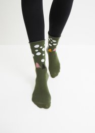 Vánoční ponožky (4 ks) se srolovaným lemem a vánočním přáním, s organickou bavlnou, bpc bonprix collection