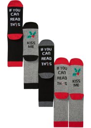 Vánoční ponožky (4 páry v balení) s nápisem na chodidle, s organickou bavlnou, bpc bonprix collection