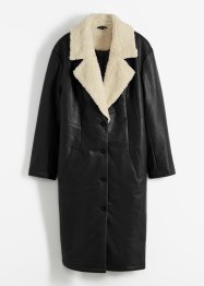 Vatovaný kabát z umělé kůže s límcem z medvídkové kožešiny, bpc bonprix collection