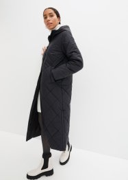 Dlouhý vatovaný, prošívaný kabát s kapucí, bpc bonprix collection