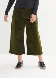 Široké strečové kalhoty Culotte z manšestru v 7/8 délce, s pohodlnou vysokou pasovkou, bpc bonprix collection