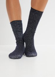Žebrované ponožky (4 páry) z třpytivého vlákna, s organickou bavlnou, bpc bonprix collection