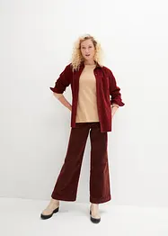 Široké strečové manšestrové kalhoty, High Waist, bonprix