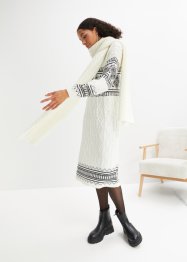 Pletené šaty po kolena s norským vzorem, s balonovými rukávy, bpc bonprix collection