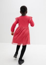 Dívčí žerzejové šaty s tylem, dlouhý rukáv, bpc bonprix collection