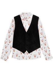 Košile s dlouhým rukávem a sametovou vestou, pro chlapce (2dílná souprava), bpc bonprix collection