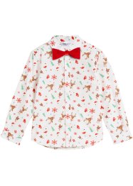 Chlapecká košile s dlouhým rukávem, vánočním motivem a  motýlkem(2dílná soupr), Slim Fit, bpc bonprix collection