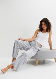 Pyžamo s krátkým žebrovaným topem a tkanými Chambray kalhotami, bpc bonprix collection