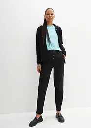 7/8 keprové kalhoty s pohodlnou High-Waist pasovkou, Straight, bonprix