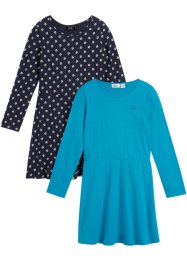 Dívčí žerzejové šaty s dlouhým rukávem, organická bavlna (2 ks v balení), bpc bonprix collection