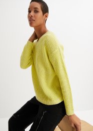 Volný pulovr z vaflového úpletu, dlouhý rukáv, bpc bonprix collection