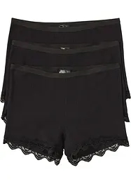Dámské boxerky z lehké bavlny s krajkou (3 ks v balení), bonprix