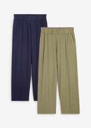 Široké 7/8 kalhoty s vysokým, pohodlným pasem (2 ks v balení), bpc bonprix collection