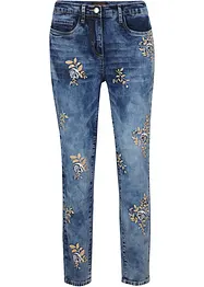 Džíny Slim Fit s květinovou výšivkou, bonprix