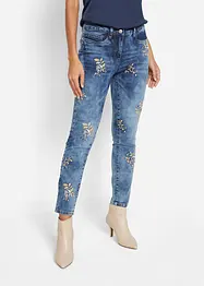 Džíny Slim Fit s květinovou výšivkou, bonprix