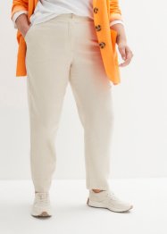 Zkrácené lněné kalhoty s vysokým pasem a elastickou vsadkou, bpc bonprix collection