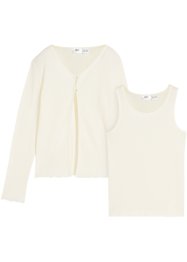 Dívčí žebrovaný kabátek a top, z organické bavlny (2dílná souprava), bpc bonprix collection