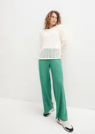 Široké kalhoty ze strukturovaného žerzeje, High Waist, bonprix